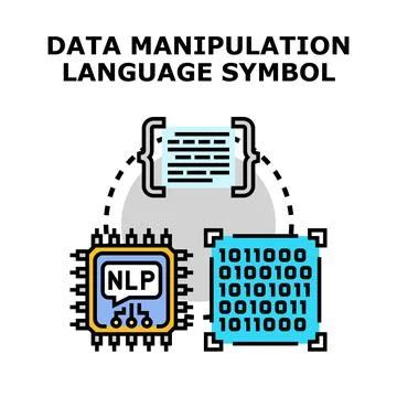 Data manipulation language processing binary code concept Stockillustratie