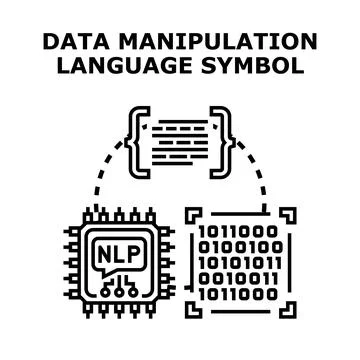 Data manipulation language processing binary code concept Illustration