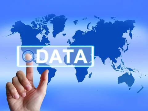 Data map infers an international or worldwide database Stockillustratie
