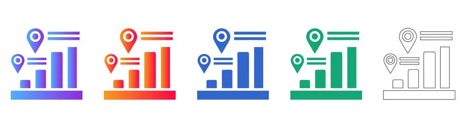 Data Mapping and Analytics Icon Set Stock Illustration