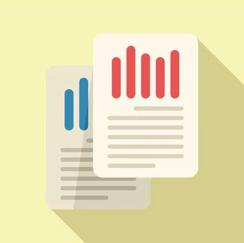 Data market report icon flat vector. Business document 스톡 일러스트