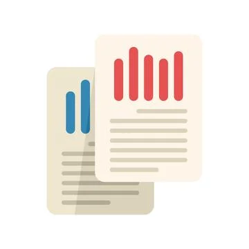 Data market report icon flat vector. Business document Illustrazione stock