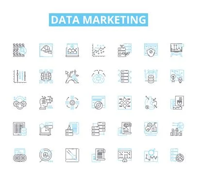 Data marketing linear icons set. Analytics, Segmentation, Personalization Stock Illustration