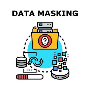 Data masking process protecting sensitive information integrity Stock Illustration