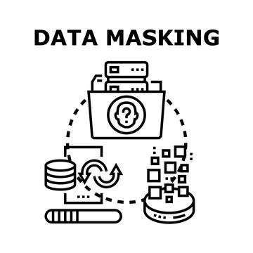 Data masking process protecting sensitive information integrity Stock Illustration