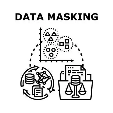 Data masking protecting confidential information concept illustration Stock Illustration