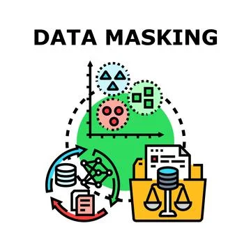 Data masking protecting confidential information concept illustration 库存插图