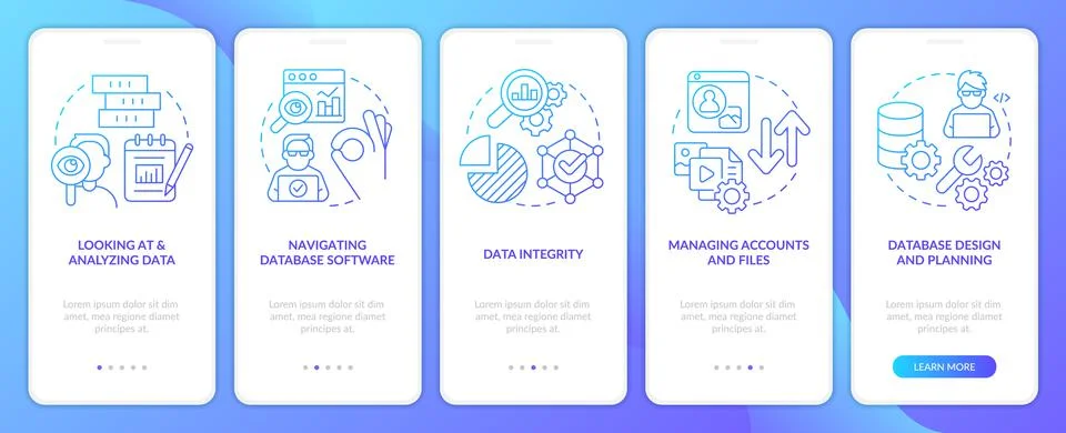 Data master skills blue gradient onboarding mobile app screen 스톡 일러스트