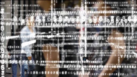 Data matrix and people. Video stock 120727958