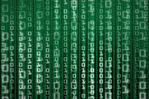 Data matrix binary code flowing downward motion. green color computer theme. Stock Illustration