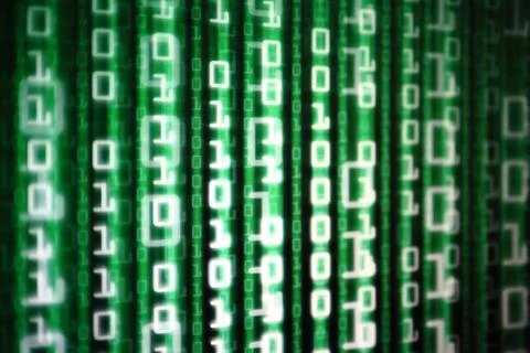 Data matrix binary code flowing downward motion. green color computer theme. Stock Illustration