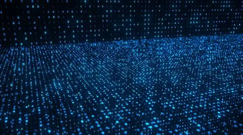 Data Matrix Blue data matrix background with bits and bytes. 3d illustrati... Foto stock