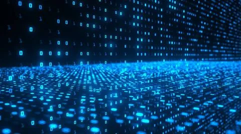 Data Matrix Blue data matrix background with bits and bytes. 3d illustrati... Foto stock