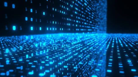 Data Matrix Blue data matrix background with bits and bytes. 3d illustrati... Foto stock