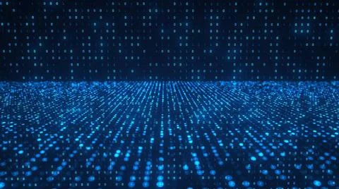 Data Matrix Blue data matrix background with bits and bytes. 3d illustrati... Foto stock