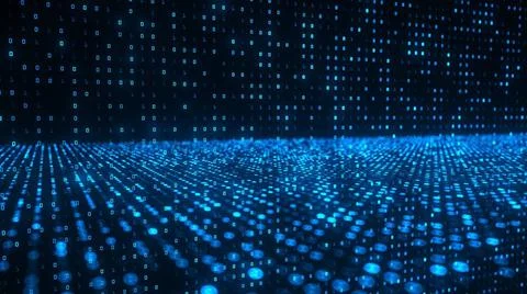 Data Matrix Blue data matrix background with bits and bytes. 3d illustrati... Foto stock