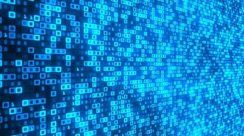 Data Matrix Blue data matrix background with bits and bytes. 3d illustrati... Foto stock