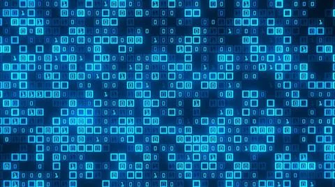 Data Matrix Blue data matrix background with bits and bytes. 3d illustrati... Foto stock