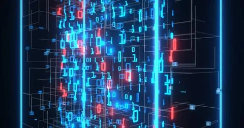 Data Matrix Blue data matrix background with bits and bytes. 3d illustrati... Stock Photos