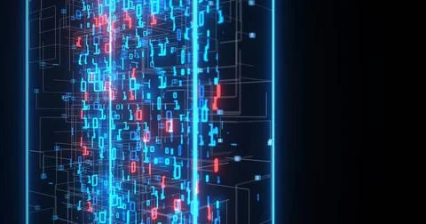 Data Matrix Blue data matrix background with bits and bytes. 3d illustrati... Stock Photos