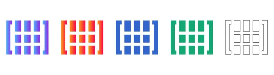 Data Matrix Grid Icon Set 스톡 일러스트