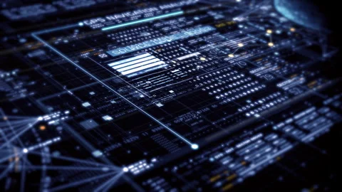 Data Matrix Nexus Advanced Simulation UI Background Stock Footage 252010609