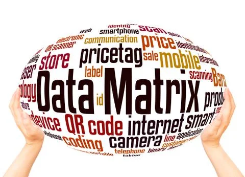 Data Matrix word cloud sphere concept Stock Illustration