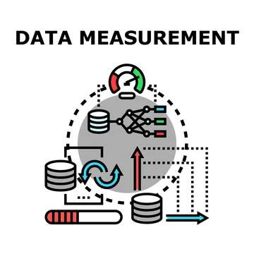 Data measurement evaluating information processing workflow Stock Illustration
