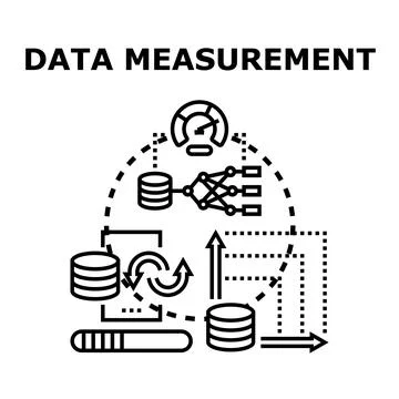 Data measurement evaluating information processing workflow Stock Illustration