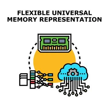 Data memory representation processing information across cloud technologies Illustrazione stock