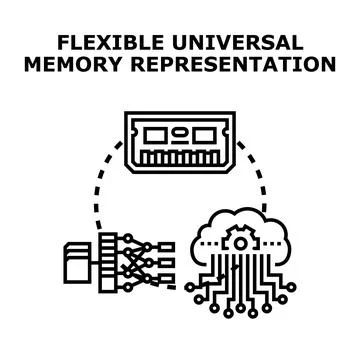 Data memory representation processing information across cloud technologies 스톡 일러스트