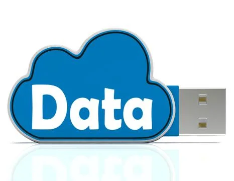 Data memory stick shows backing up to cloud storage 스톡 일러스트