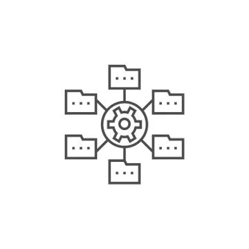 Data Menagement Related Vector Thin Line Icon. Stock Illustration