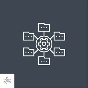 Data Menagement Related Vector Thin Line Icon. Stock Illustration