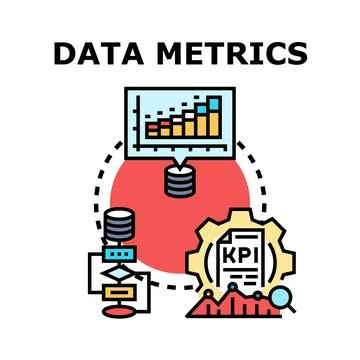 Data metrics measuring business analytics information Illustrazione stock