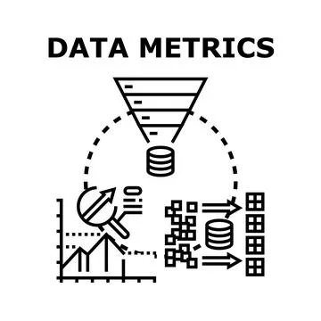 Data metrics processing analysis and business insights Stock Illustration