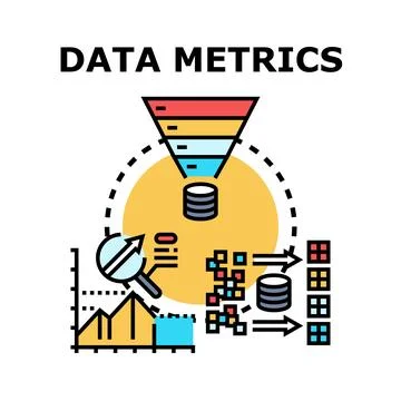 Data metrics processing analysis and business insights Stock Illustration