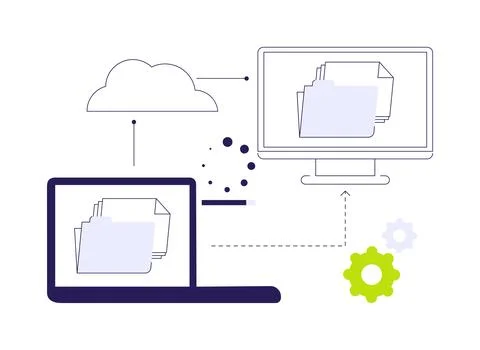 Data migration abstract concept vector illustration. Stock Illustration