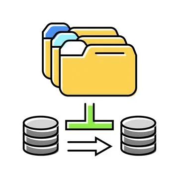 Data migration analyst color icon vector illustration Stock Illustration