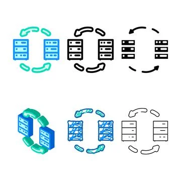 Data migration analyst color icon pack vector Stock Illustration
