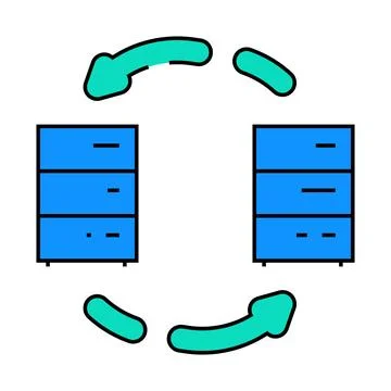 Data migration analyst icon color illustration Stock Illustration