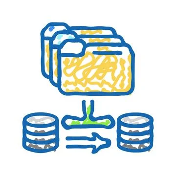 Data migration analyst icon doodle illustration Stock Illustration