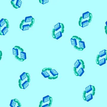 Data migration analyst isometric icon seamless pattern Stock Illustration