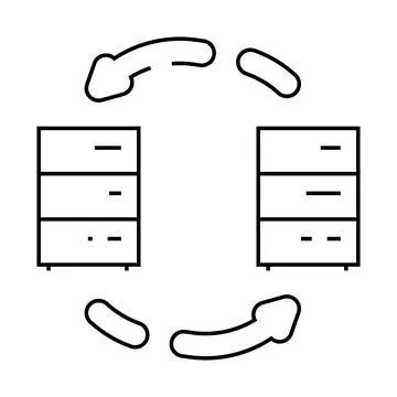 Data migration analyst line icon vector illustration Stock Illustration
