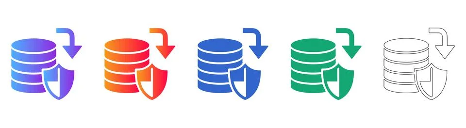 Data Migration and Security Shield Icons Stock Illustration
