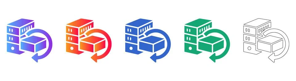 Data Migration and Storage Backup System Icons 스톡 일러스트