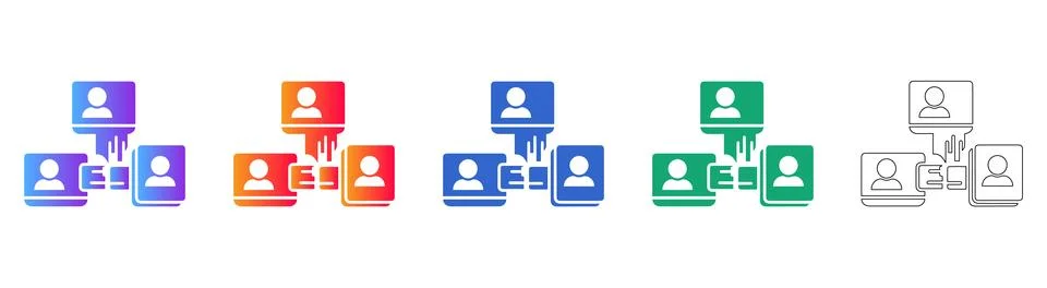 Data Migration and Synchronization Icon Set Stock Illustration