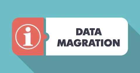 Data Migration on Blue in Flat Design. Stock Illustration