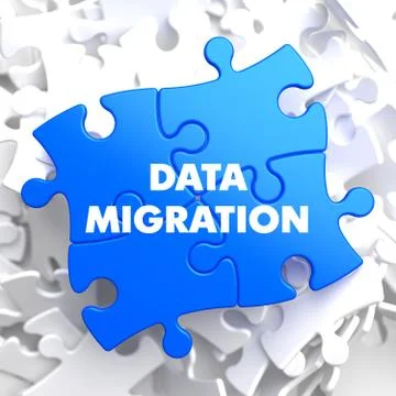 Data Migration on Blue Puzzle Stock Illustration