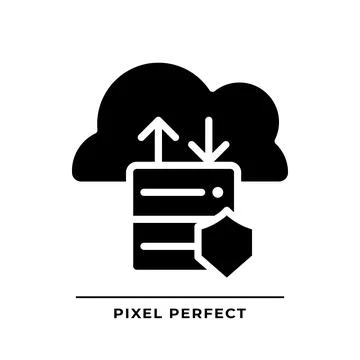 Data migration to cloud black glyph icon Stock Illustration